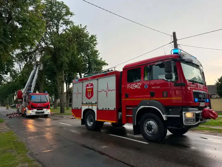 Konar zwisający nad drogą w Szamocinie – interwencja strażaków