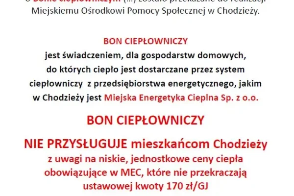 Bon Ciepłowniczy nie przysługuje mieszkańcom Chodzieży – niskie ceny ciepła