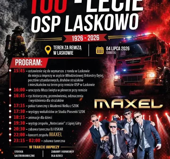 100-lecie OSP Laskowo – wielkie święto już w sobotę 4 lipca