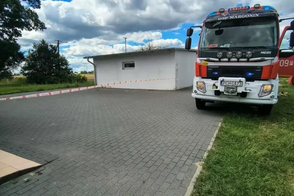 OSP Margonin usuwa niebezpieczne gniazdo owadów w Lipińcu