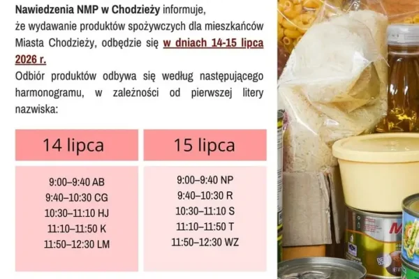 Wydawanie żywności z Funduszy Europejskich w Chodzieży – harmonogram na 14-15 lipca