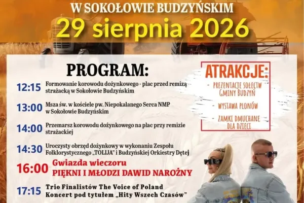 Dożynki Gminne 2026 w Sokołowie Budzyńskim – zaproszenie