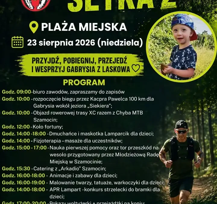 Bieg i festyn charytatywny dla Gabrysia z Laskowa już w niedzielę w Szamocinie