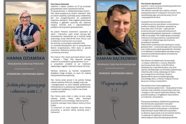Hanna Dziamska i Damian Bączkowski – Starostowie Dożynek 2026