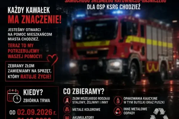 OSP Chodzież zbiera złom i opakowania kaucyjne na doposażenie nowego wozu strażackiego