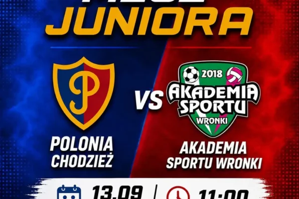 Polonia Chodzież kontra Akademia Sportu Wronki – trwa mecz juniorów z transmisją na żywo