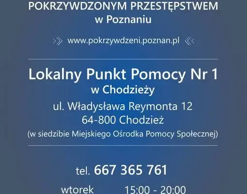 Bezpłatna pomoc dla pokrzywdzonych przestępstwem – Lokalny Punkt Pomocy w Poznaniu przypomina o wsparciu