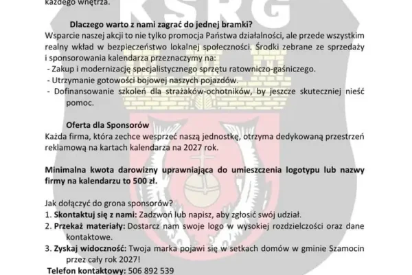 OSP Szamocin szuka sponsorów na kalendarze strażackie