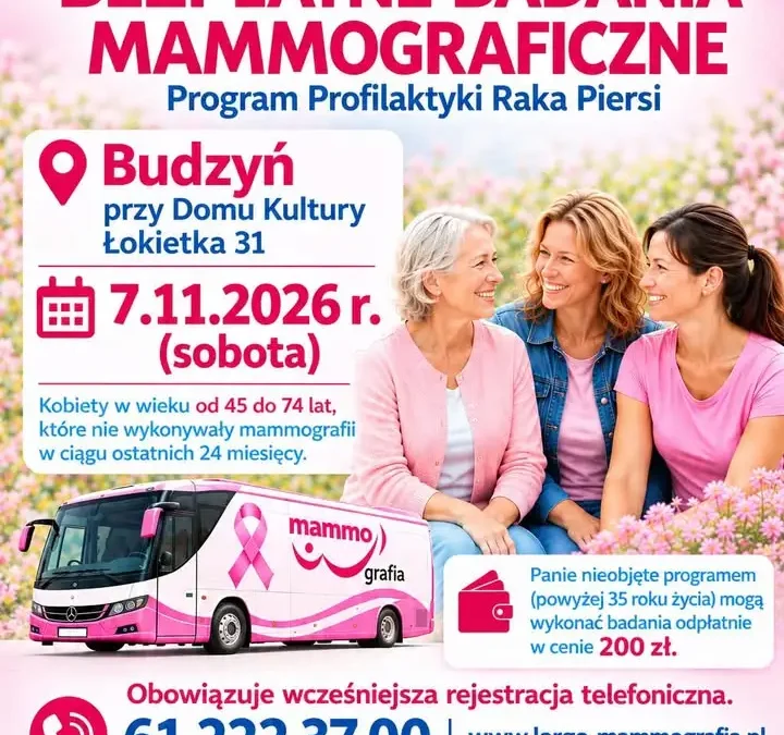 Mammobus w Budzyniu – bezpłatne badania piersi już 7 listopada